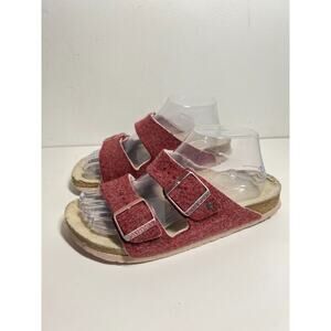 Birkenstock Women Red Wool Arizona Shearling Lined Sandal Shoes 38 7-7.5 US